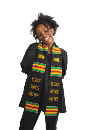 
                  
                    Load image into Gallery viewer, &amp;#39;Black Grads Matter&amp;#39; Kente Cloth Stole
                  
                