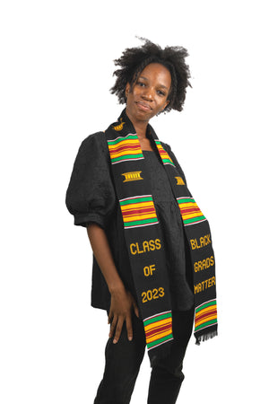 
                  
                    Load image into Gallery viewer, &amp;#39;Black Grads Matter&amp;#39; Class of 2023 Kente Cloth Stole
                  
                