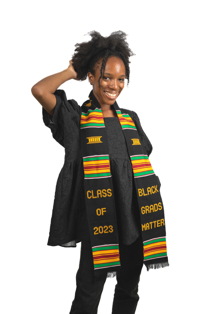 
                  
                    Load image into Gallery viewer, &amp;#39;Black Grads Matter&amp;#39; Class of 2023 Kente Cloth Stole
                  
                