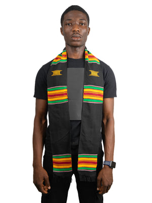 
                  
                    Load image into Gallery viewer, Black Golden Stool Kente Cloth Stole
                  
                