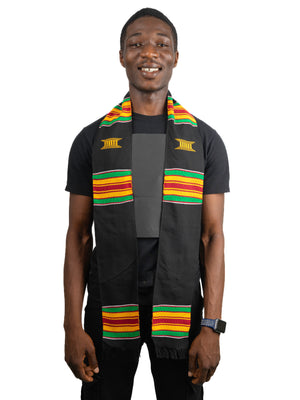 
                  
                    Load image into Gallery viewer, Black Golden Stool Kente Cloth Stole
                  
                